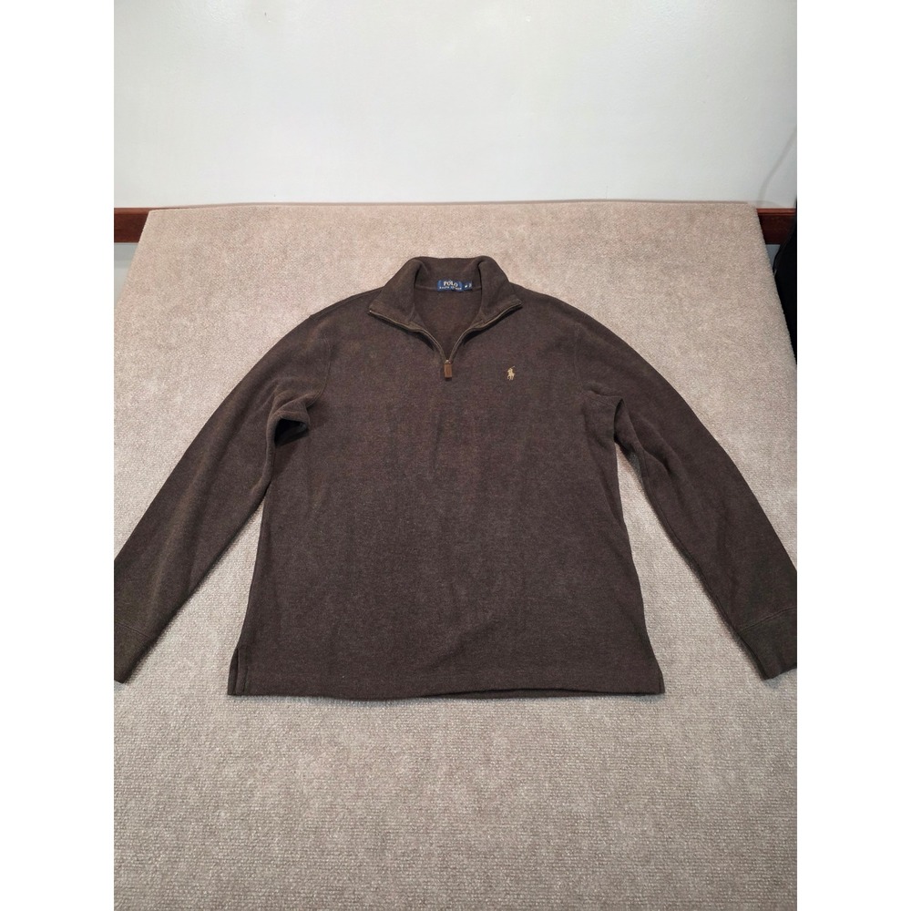 Polo Ralph Lauren Mens Brown Quarter Zip Pullover Sweater Pony Logo Size M